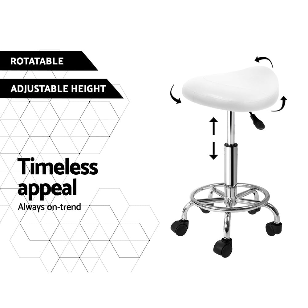 Salon Stool Saddle Swivel Chair White - Furniture > Living Room > Ottomans & Footstools - Rivercity House & Home Co. (ABN 18 642 972 209) - Affordable Modern Furniture Australia