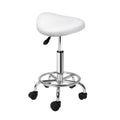 Ergonomic Salon Saddle Swivel Stool with Adjustable Height - White