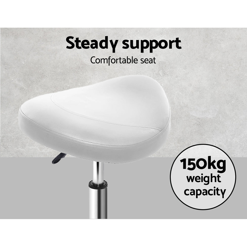 Salon Stool Saddle Swivel Chair White - Furniture > Living Room > Ottomans & Footstools - Rivercity House & Home Co. (ABN 18 642 972 209) - Affordable Modern Furniture Australia