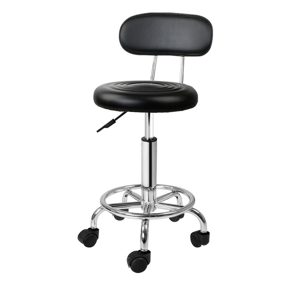 Salon Stool Swivel Chair Backrest Black - Furniture > Living Room > Ottomans & Footstools - Rivercity House & Home Co. (ABN 18 642 972 209) - Affordable Modern Furniture Australia