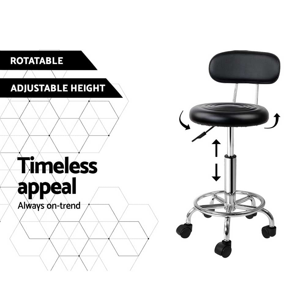 Salon Stool Swivel Chair Backrest Black - Furniture > Living Room > Ottomans & Footstools - Rivercity House & Home Co. (ABN 18 642 972 209) - Affordable Modern Furniture Australia