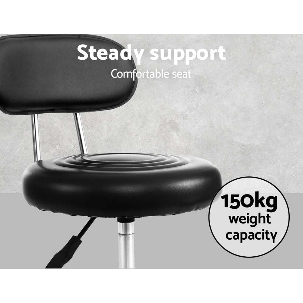 Salon Stool Swivel Chair Backrest Black - Furniture > Living Room > Ottomans & Footstools - Rivercity House & Home Co. (ABN 18 642 972 209) - Affordable Modern Furniture Australia