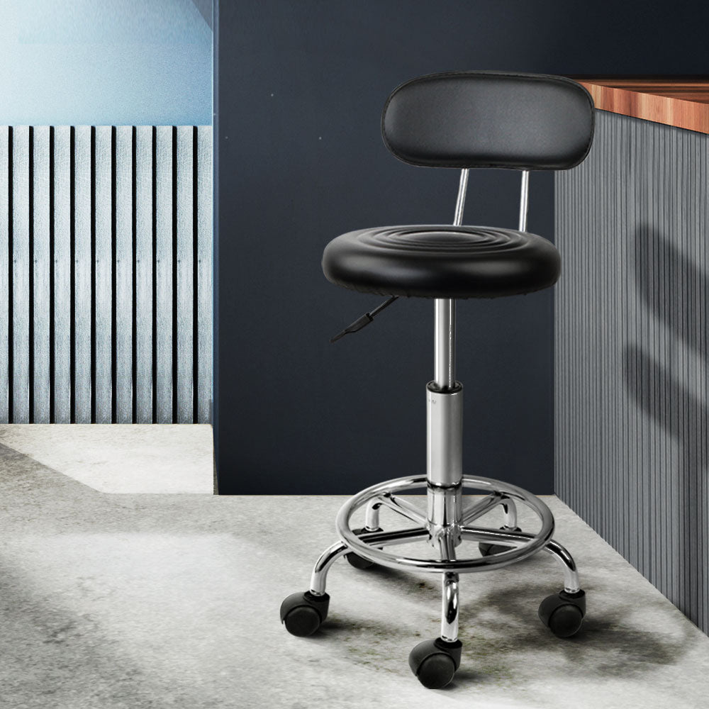 Salon Stool Swivel Chair Backrest Black - Furniture > Living Room > Ottomans & Footstools - Rivercity House & Home Co. (ABN 18 642 972 209) - Affordable Modern Furniture Australia