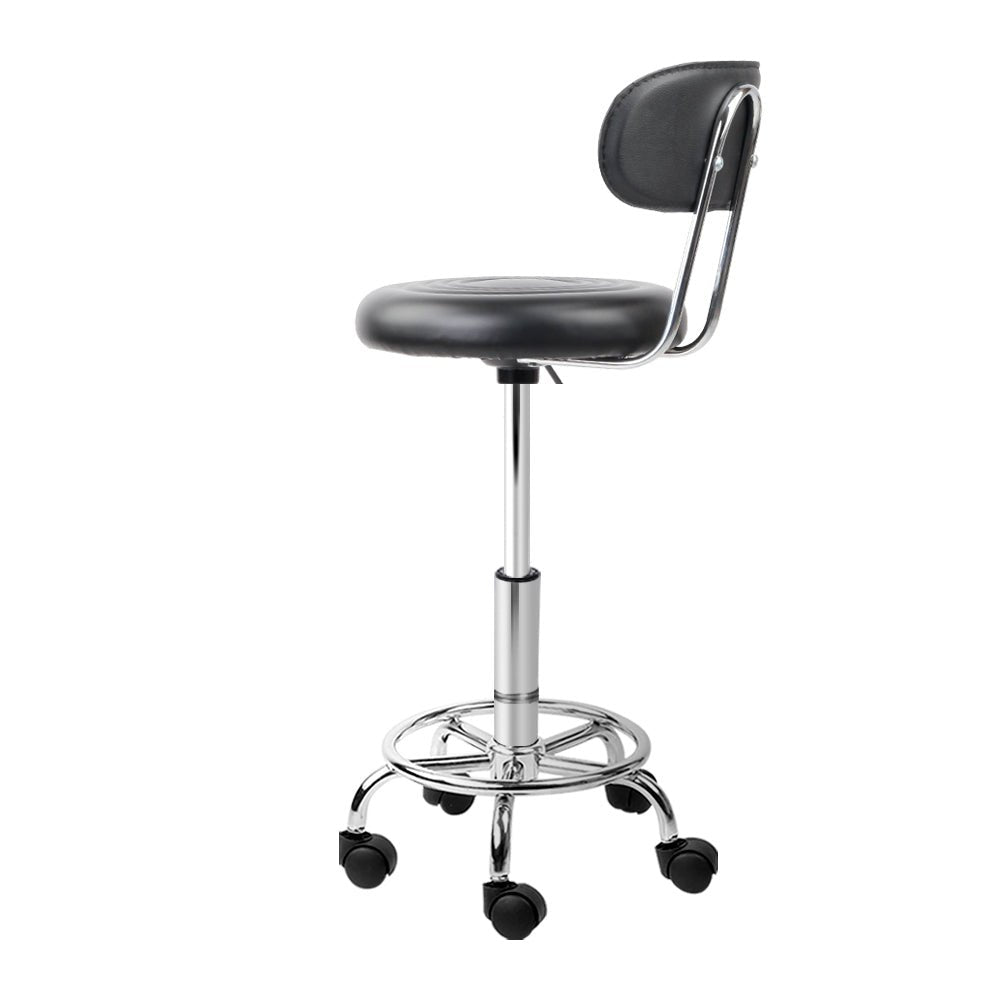 Salon Stool Swivel Chair Backrest Black - Furniture > Living Room > Ottomans & Footstools - Rivercity House & Home Co. (ABN 18 642 972 209) - Affordable Modern Furniture Australia