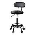Salon Swivel Stool with Backrest and Adjustable Height - Black