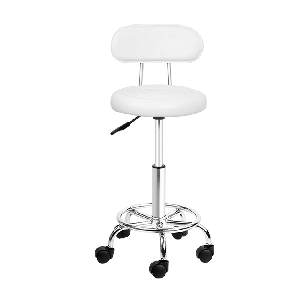 Salon Stool Swivel Chair Backrest White - Furniture > Living Room > Ottomans & Footstools - Rivercity House & Home Co. (ABN 18 642 972 209) - Affordable Modern Furniture Australia