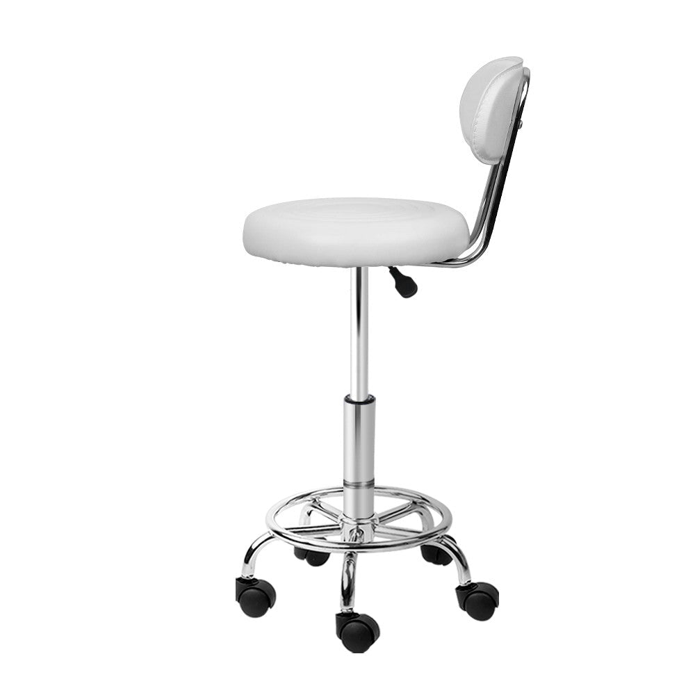 Salon Stool Swivel Chair Backrest White - Furniture > Living Room > Ottomans & Footstools - Rivercity House & Home Co. (ABN 18 642 972 209) - Affordable Modern Furniture Australia