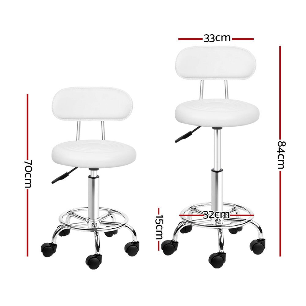 Salon Stool Swivel Chair Backrest White - Furniture > Living Room > Ottomans & Footstools - Rivercity House & Home Co. (ABN 18 642 972 209) - Affordable Modern Furniture Australia