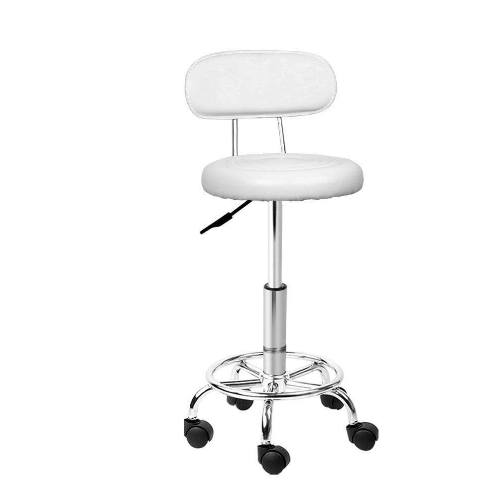 Salon Stool Swivel Chair Backrest White - Furniture > Living Room > Ottomans & Footstools - Rivercity House & Home Co. (ABN 18 642 972 209) - Affordable Modern Furniture Australia