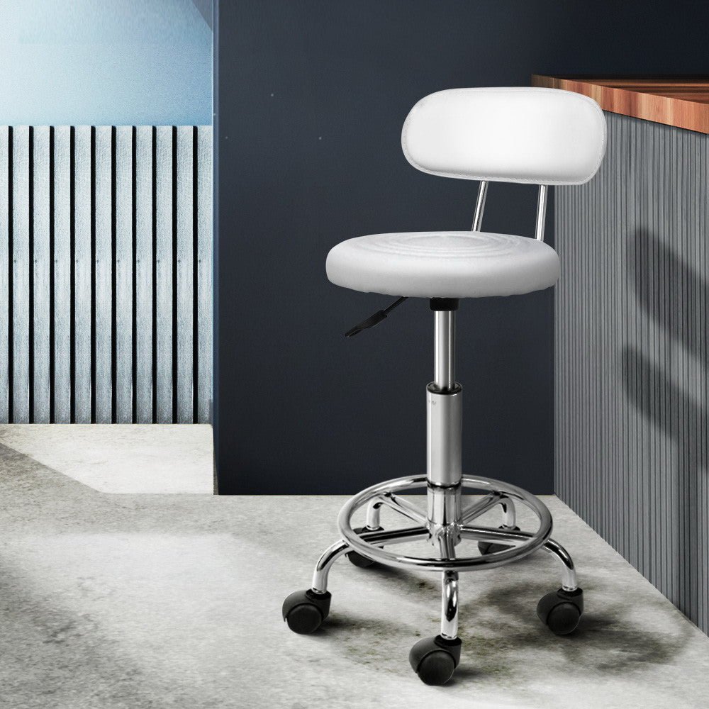Salon Stool Swivel Chair Backrest White - Furniture > Living Room > Ottomans & Footstools - Rivercity House & Home Co. (ABN 18 642 972 209) - Affordable Modern Furniture Australia
