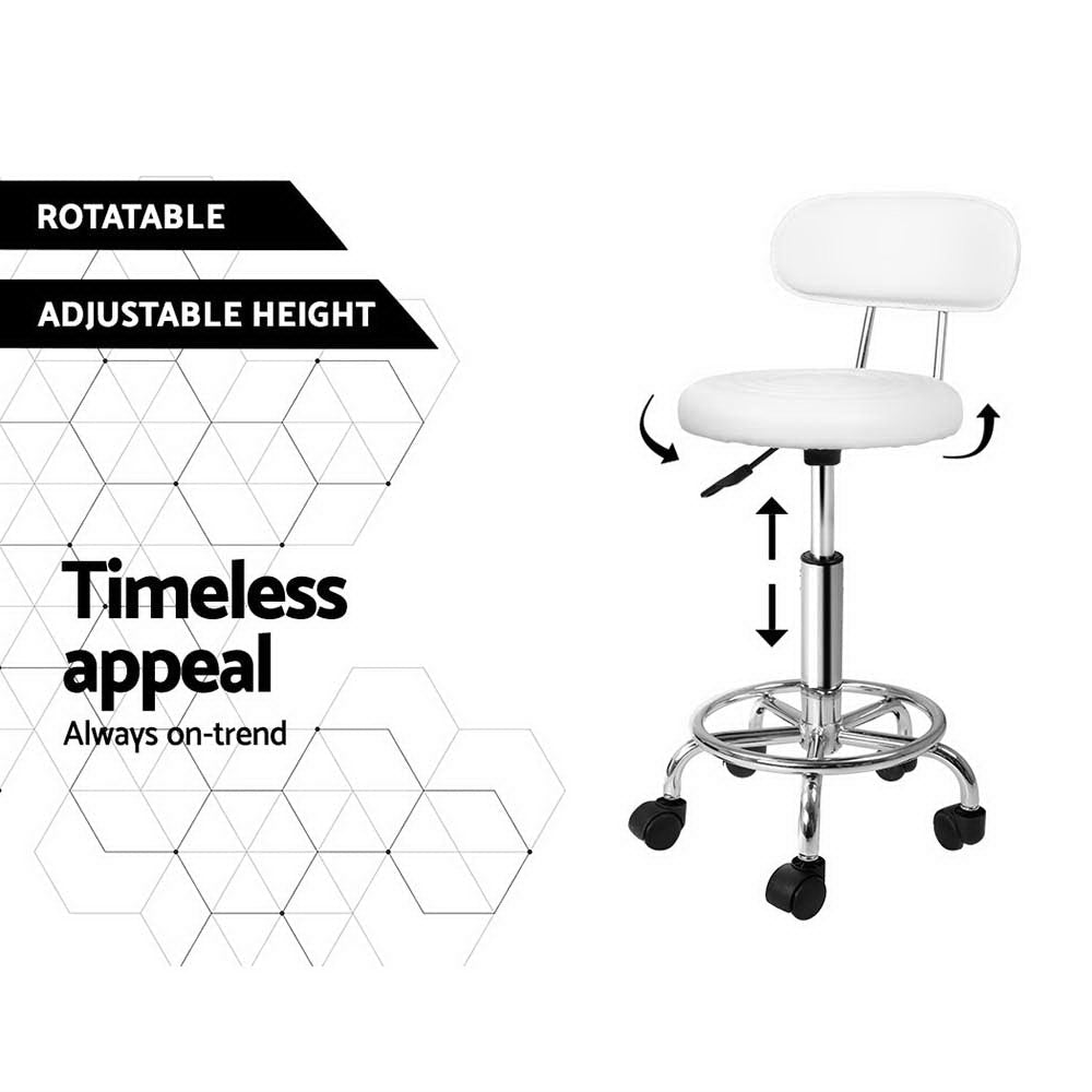 Salon Stool Swivel Chair Backrest White - Furniture > Living Room > Ottomans & Footstools - Rivercity House & Home Co. (ABN 18 642 972 209) - Affordable Modern Furniture Australia