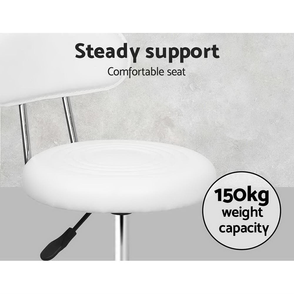 Salon Stool Swivel Chair Backrest White - Furniture > Living Room > Ottomans & Footstools - Rivercity House & Home Co. (ABN 18 642 972 209) - Affordable Modern Furniture Australia