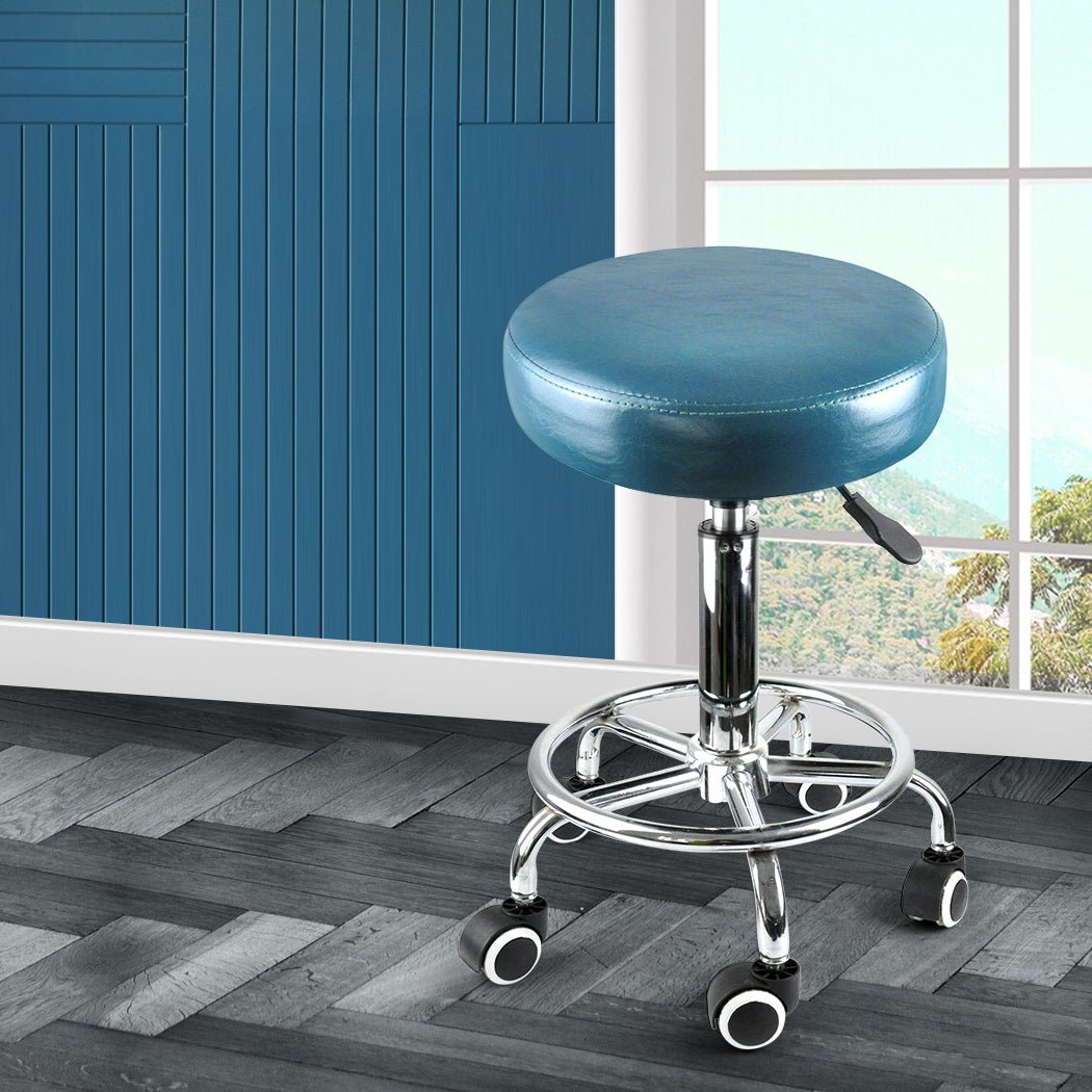 Salon Swivel Bar Stool with Casters and Footrest - Teal - Rivercity House & Home Co. (ABN 18 642 972 209) - Affordable Modern Furniture Australia