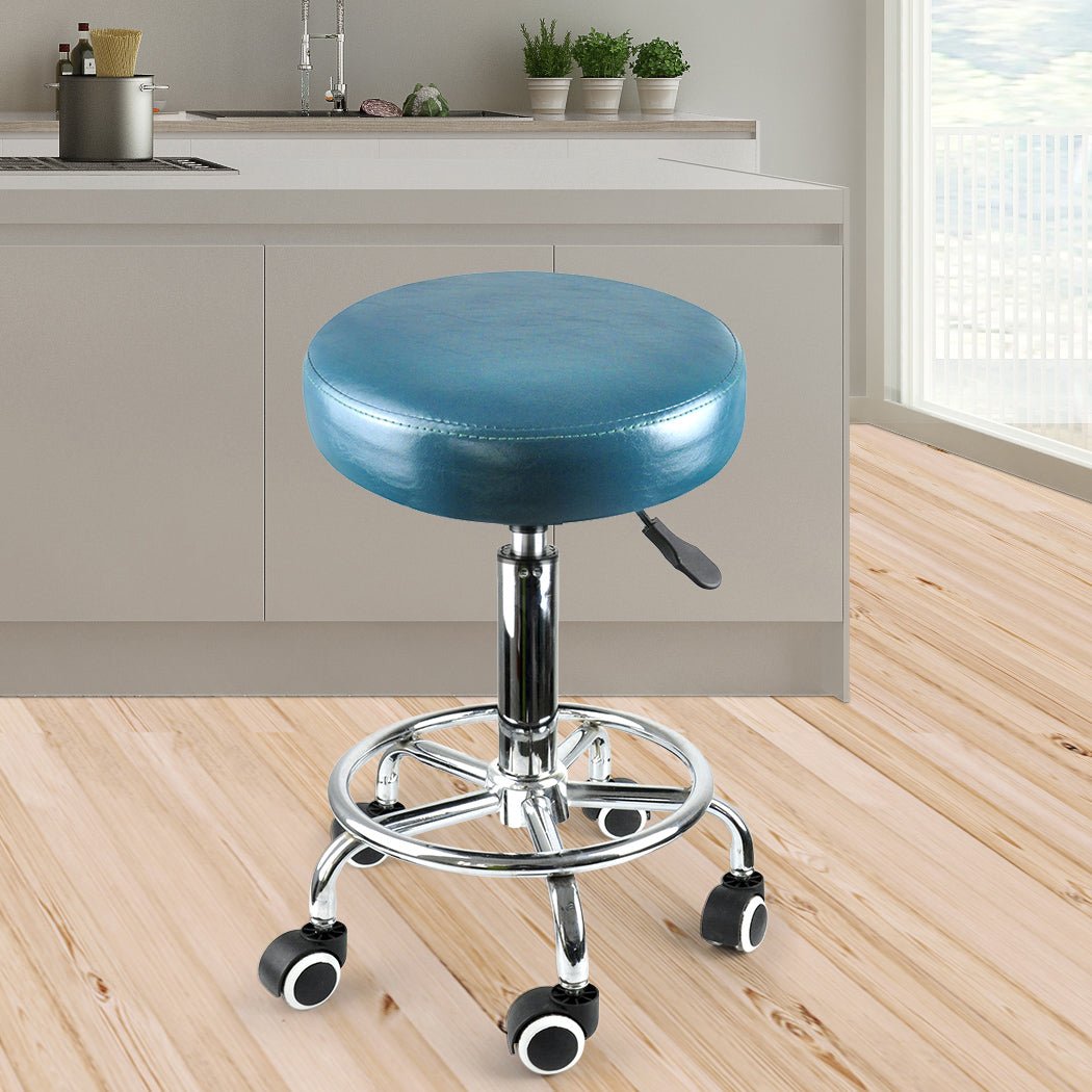 Salon Swivel Bar Stool with Casters and Footrest - Teal - Rivercity House & Home Co. (ABN 18 642 972 209) - Affordable Modern Furniture Australia