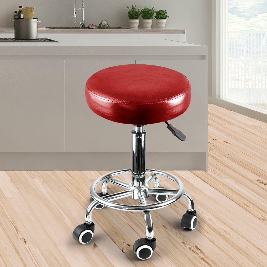 Salon Swivel Barber Stool with Footrest and Casters - Red - Rivercity House & Home Co. (ABN 18 642 972 209) - Affordable Modern Furniture Australia