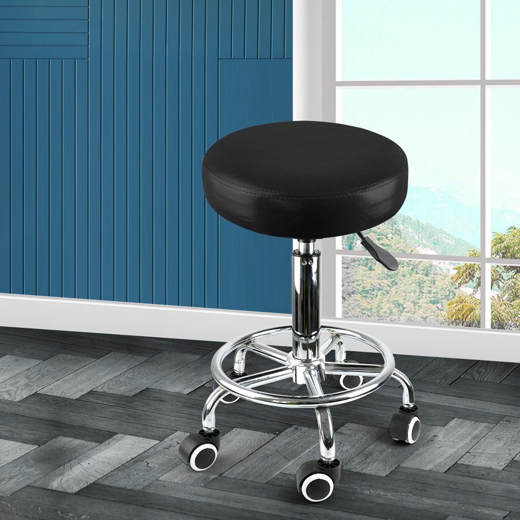 Salon Swivel Stool with Casters and Footrest - Black - Rivercity House & Home Co. (ABN 18 642 972 209) - Affordable Modern Furniture Australia