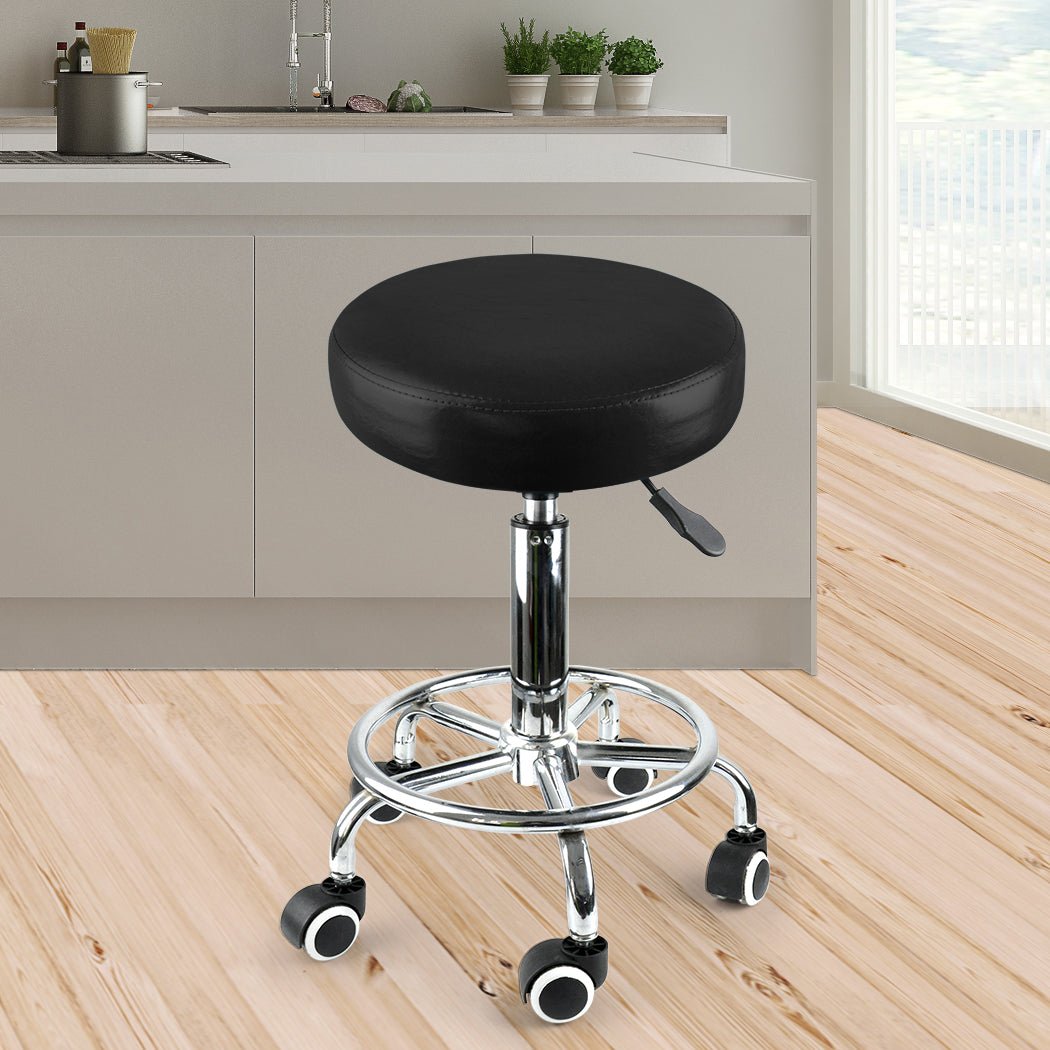 Salon Swivel Stool with Casters and Footrest - Black - Rivercity House & Home Co. (ABN 18 642 972 209) - Affordable Modern Furniture Australia
