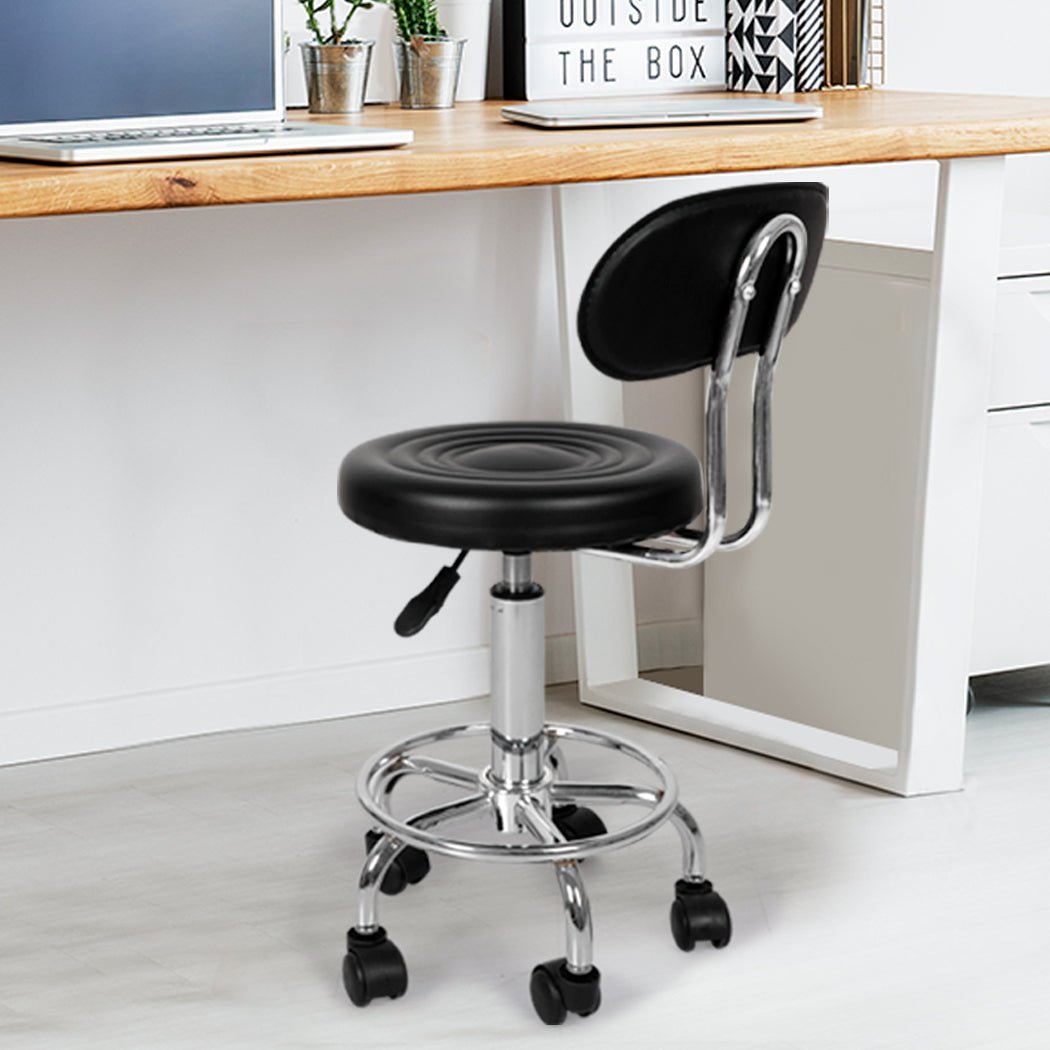 Salon Swivel Stool with Casters and Footrest - Black - Rivercity House & Home Co. (ABN 18 642 972 209) - Affordable Modern Furniture Australia