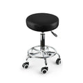 Salon Swivel Stool with Casters and Footrest - Black