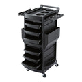 Salon Trolley with 2 Lockable Doors and 6 Tier Trays Mobile Hair Cart - Black