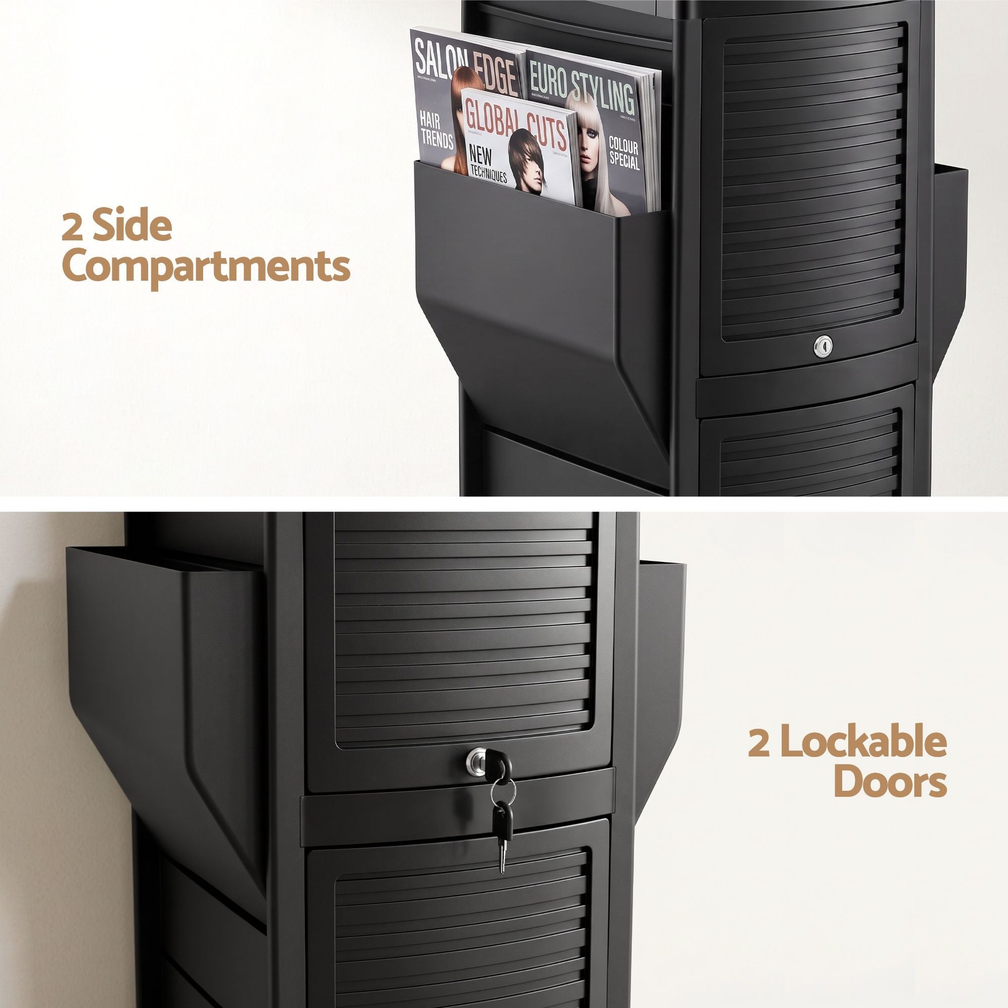 Salon Trolley 2 Lockable Doors 6 Tier Trays Mobile Hair Cart Black - Tools > Tools Storage > Utility Trolleys - Rivercity House & Home Co. (ABN 18 642 972 209) - Affordable Modern Furniture Australia