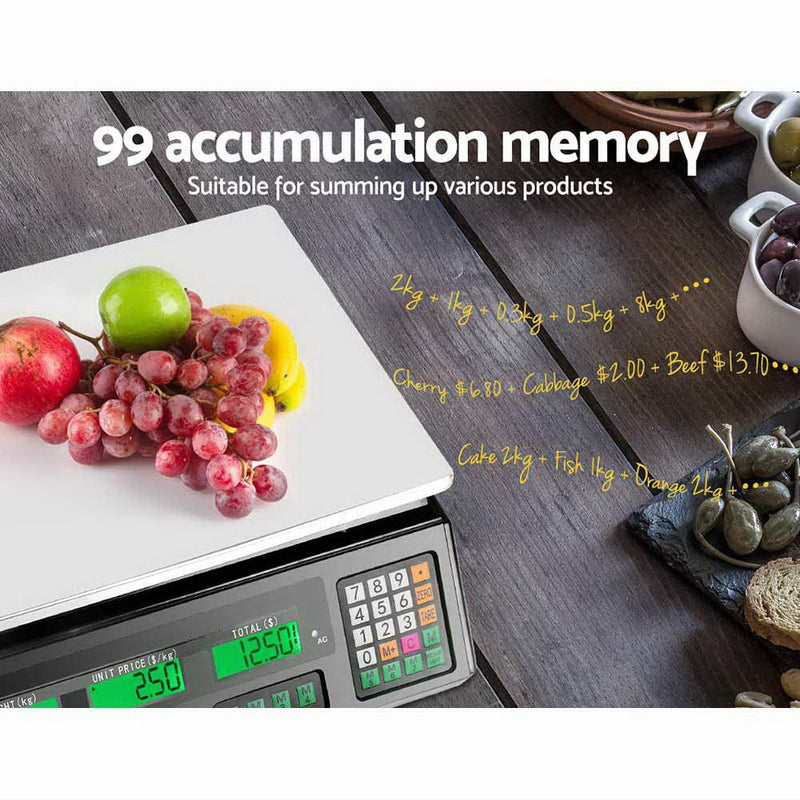 Scales Digital Kitchen 40KG Weighing Scales Platform Scales Black LCD - Home & Garden > Scales > Kitchen Scales - Rivercity House & Home Co. (ABN 18 642 972 209) - Affordable Modern Furniture Australia