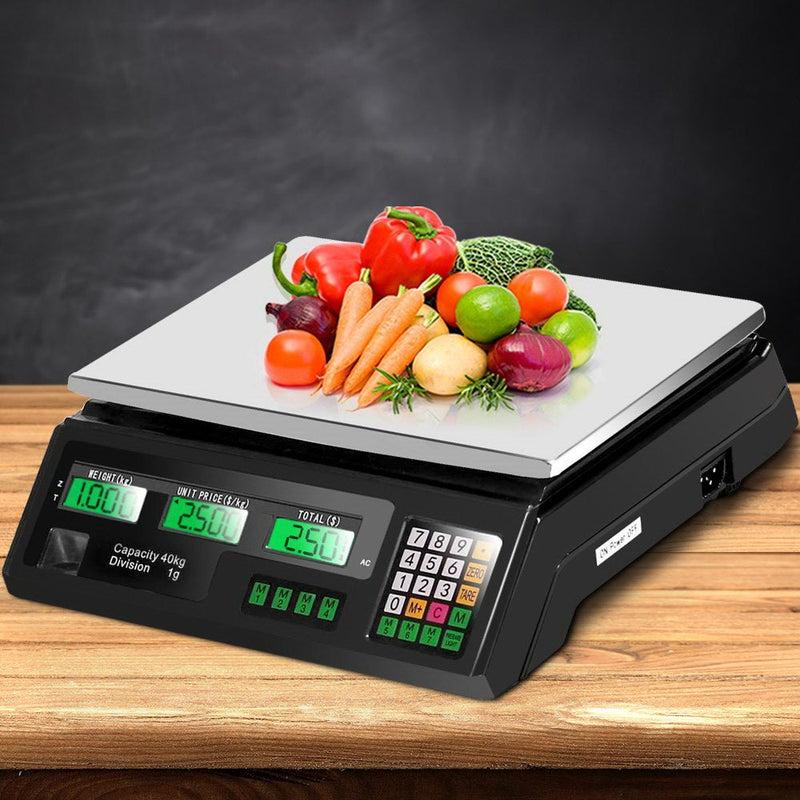 Scales Digital Kitchen 40KG Weighing Scales Platform Scales Black LCD - Home & Garden > Scales > Kitchen Scales - Rivercity House & Home Co. (ABN 18 642 972 209) - Affordable Modern Furniture Australia