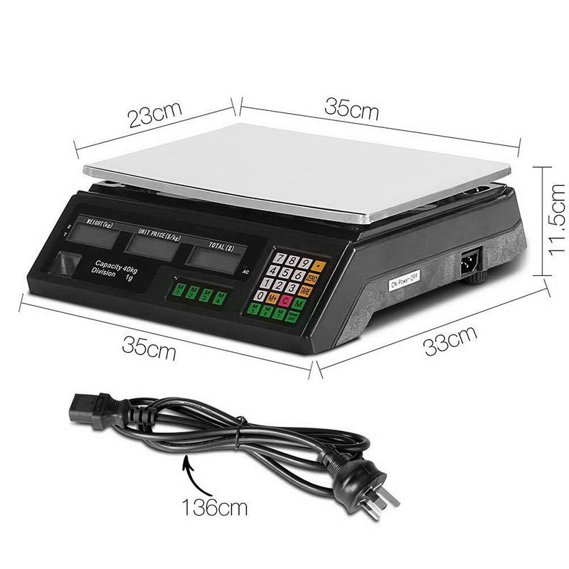 Scales Digital Kitchen 40KG Weighing Scales Platform Scales Black LCD - Home & Garden > Scales > Kitchen Scales - Rivercity House & Home Co. (ABN 18 642 972 209) - Affordable Modern Furniture Australia