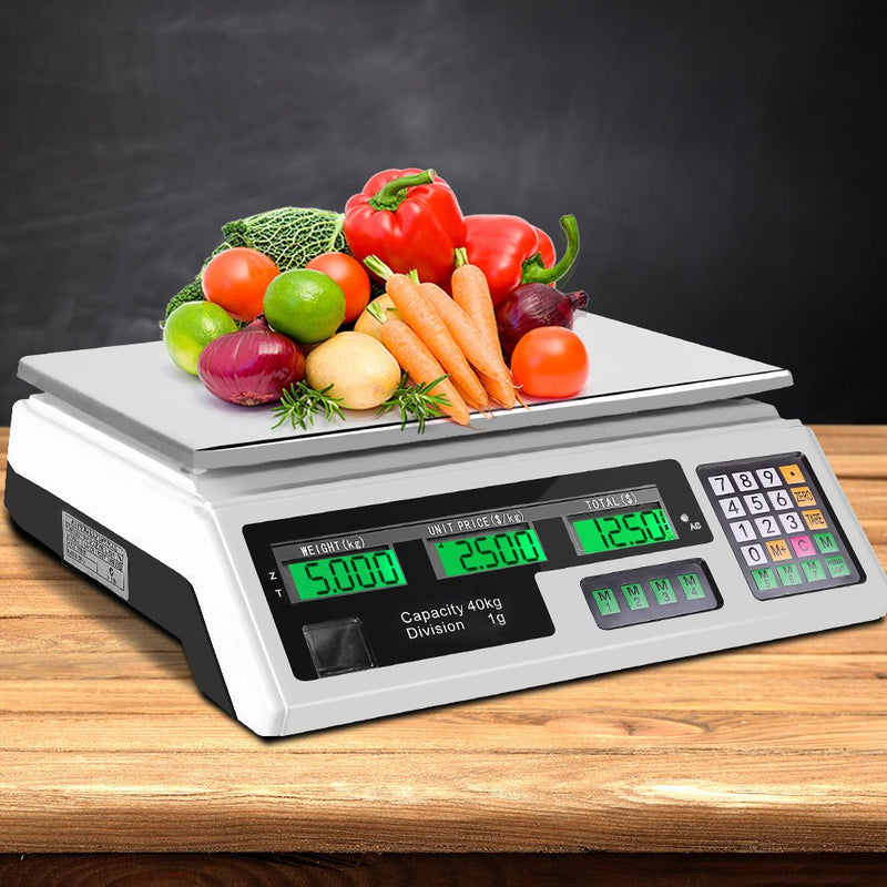 Scales Digital Kitchen 40KG Weighing Scales Platform Scales White LCD - Home & Garden > Scales > Kitchen Scales - Rivercity House & Home Co. (ABN 18 642 972 209) - Affordable Modern Furniture Australia