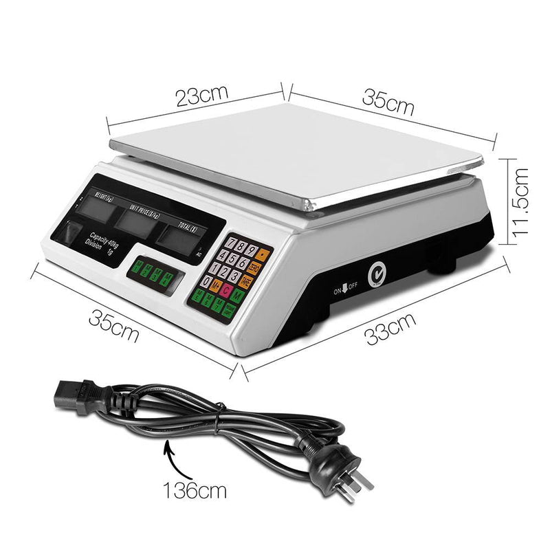 Scales Digital Kitchen 40KG Weighing Scales Platform Scales White LCD - Home & Garden > Scales > Kitchen Scales - Rivercity House & Home Co. (ABN 18 642 972 209) - Affordable Modern Furniture Australia