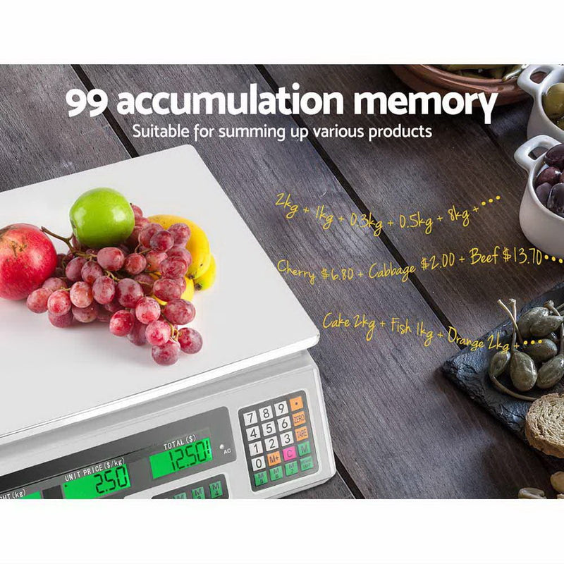 Scales Digital Kitchen 40KG Weighing Scales Platform Scales White LCD - Home & Garden > Scales > Kitchen Scales - Rivercity House & Home Co. (ABN 18 642 972 209) - Affordable Modern Furniture Australia