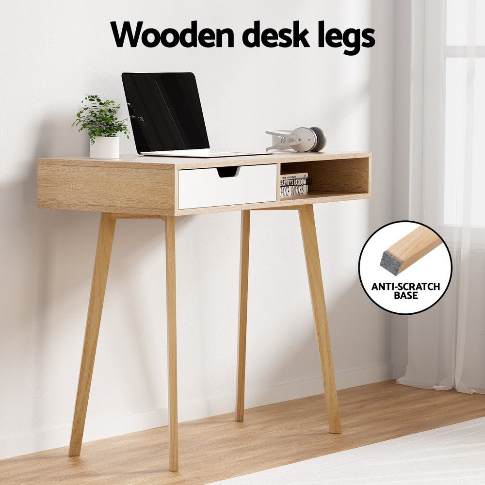Scandinavian Style Computer Desk with Drawer - Rivercity House & Home Co. (ABN 18 642 972 209) - Affordable Modern Furniture Australia
