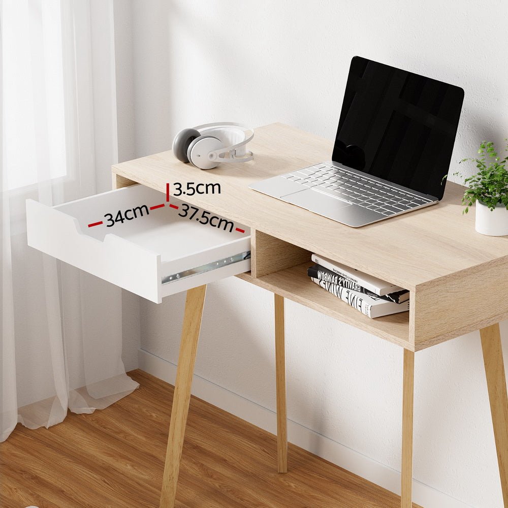 Scandinavian Style Computer Desk with Drawer - Rivercity House & Home Co. (ABN 18 642 972 209) - Affordable Modern Furniture Australia