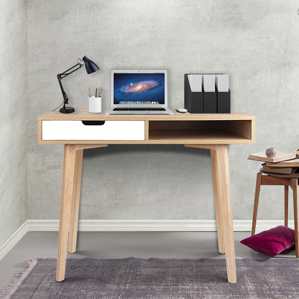 Scandinavian Style Computer Desk with Drawer - Rivercity House & Home Co. (ABN 18 642 972 209) - Affordable Modern Furniture Australia