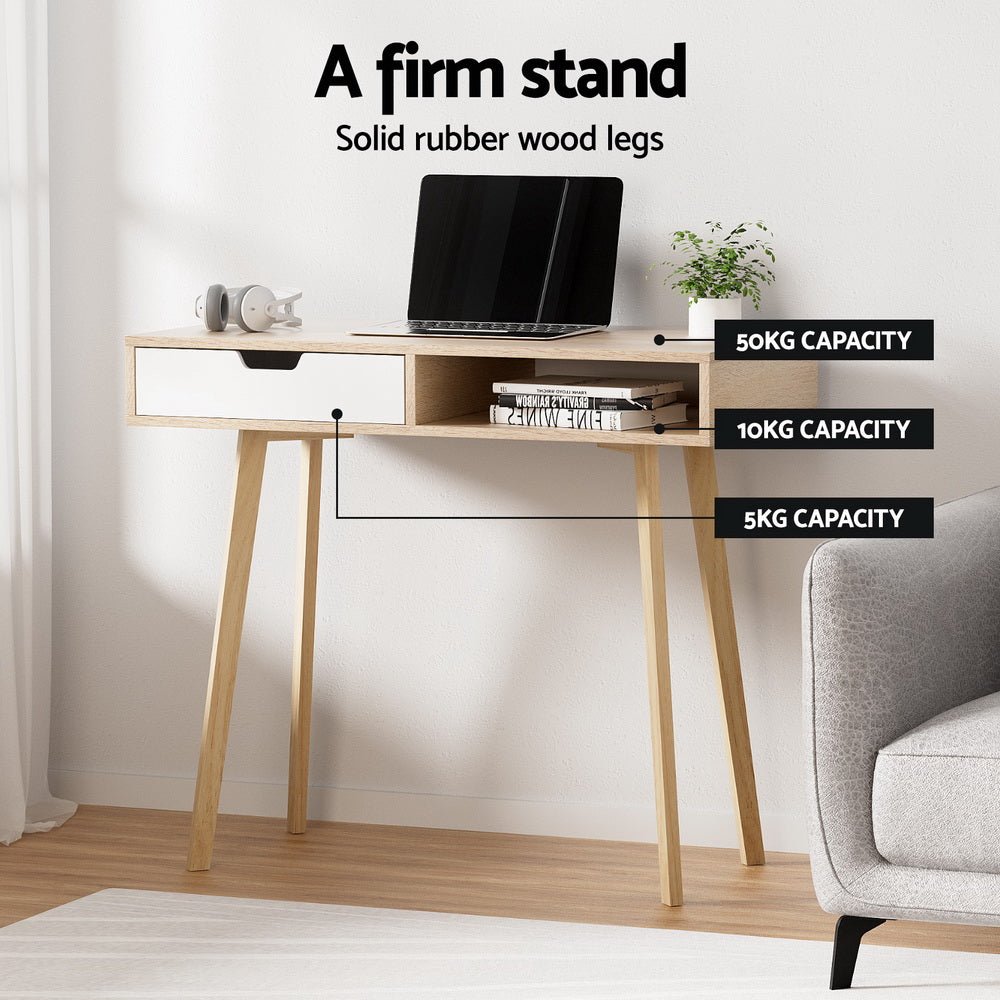 Scandinavian Style Computer Desk with Drawer - Rivercity House & Home Co. (ABN 18 642 972 209) - Affordable Modern Furniture Australia