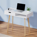 Scandinavian Style Computer Desk with Drawer - White