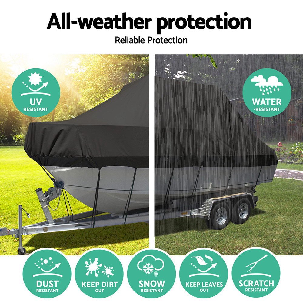 Seamanship Boat Cover 19 - 21ft Trailerable Jumbo Marine Grade Heavy Duty Black - Outdoor > Boating - Rivercity House & Home Co. (ABN 18 642 972 209) - Affordable Modern Furniture Australia