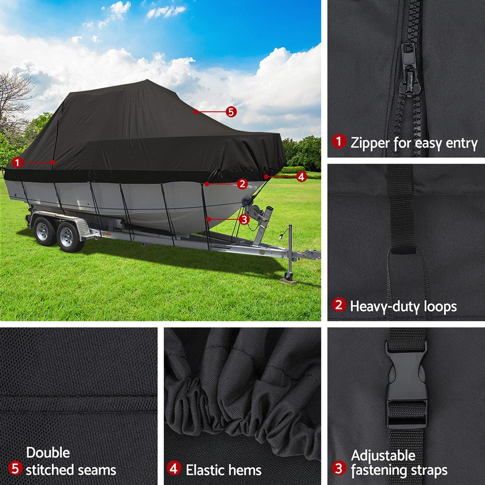 Seamanship Boat Cover 19 - 21ft Trailerable Jumbo Marine Grade Heavy Duty Black - Outdoor > Boating - Rivercity House & Home Co. (ABN 18 642 972 209) - Affordable Modern Furniture Australia