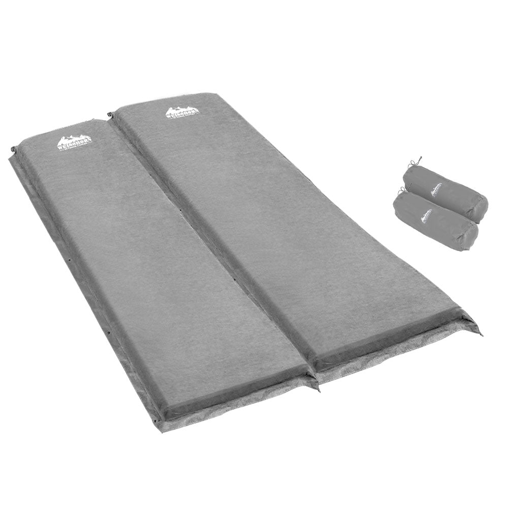 Self Inflating Mattress Camping Sleeping Mat Air Bed Double Set Grey - Outdoor Recreation > Camping > Inflatable Mattresses - Rivercity House & Home Co. (ABN 18 642 972 209) - Affordable Modern Furniture Australia