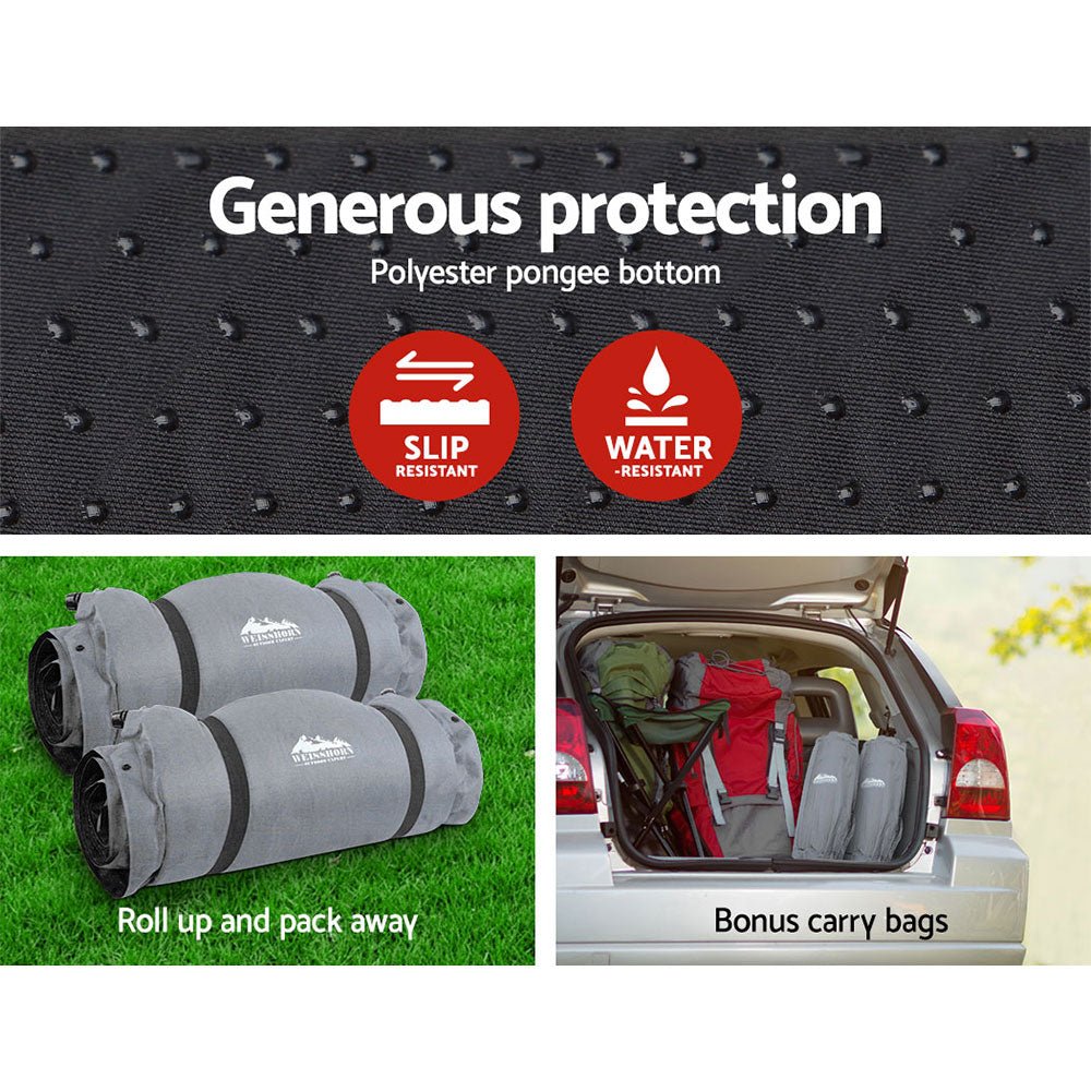 Self Inflating Mattress Camping Sleeping Mat Air Bed Double Set Grey - Outdoor Recreation > Camping > Inflatable Mattresses - Rivercity House & Home Co. (ABN 18 642 972 209) - Affordable Modern Furniture Australia
