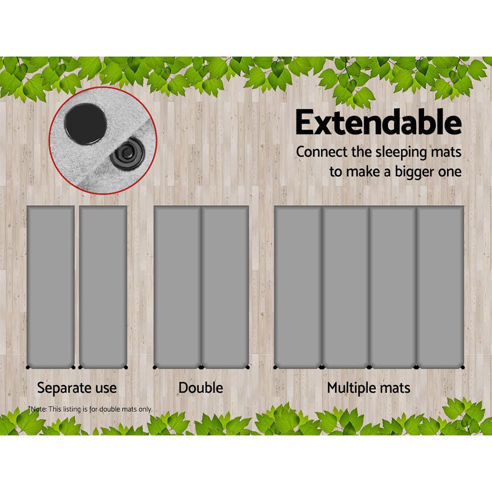 Self Inflating Mattress Camping Sleeping Mat Air Bed Double Set Grey - Outdoor Recreation > Camping > Inflatable Mattresses - Rivercity House & Home Co. (ABN 18 642 972 209) - Affordable Modern Furniture Australia