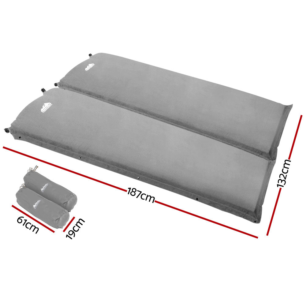 Self Inflating Mattress Camping Sleeping Mat Air Bed Double Set Grey - Outdoor Recreation > Camping > Inflatable Mattresses - Rivercity House & Home Co. (ABN 18 642 972 209) - Affordable Modern Furniture Australia
