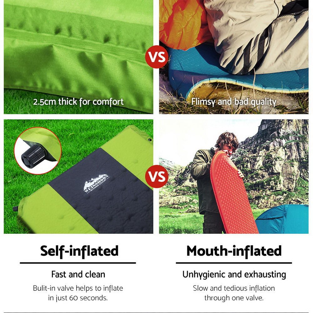 Self Inflating Mattress Camping Sleeping Mat Air Bed Pad Double Green - Outdoor Recreation > Camping > Inflatable Mattresses - Rivercity House & Home Co. (ABN 18 642 972 209) - Affordable Modern Furniture Australia