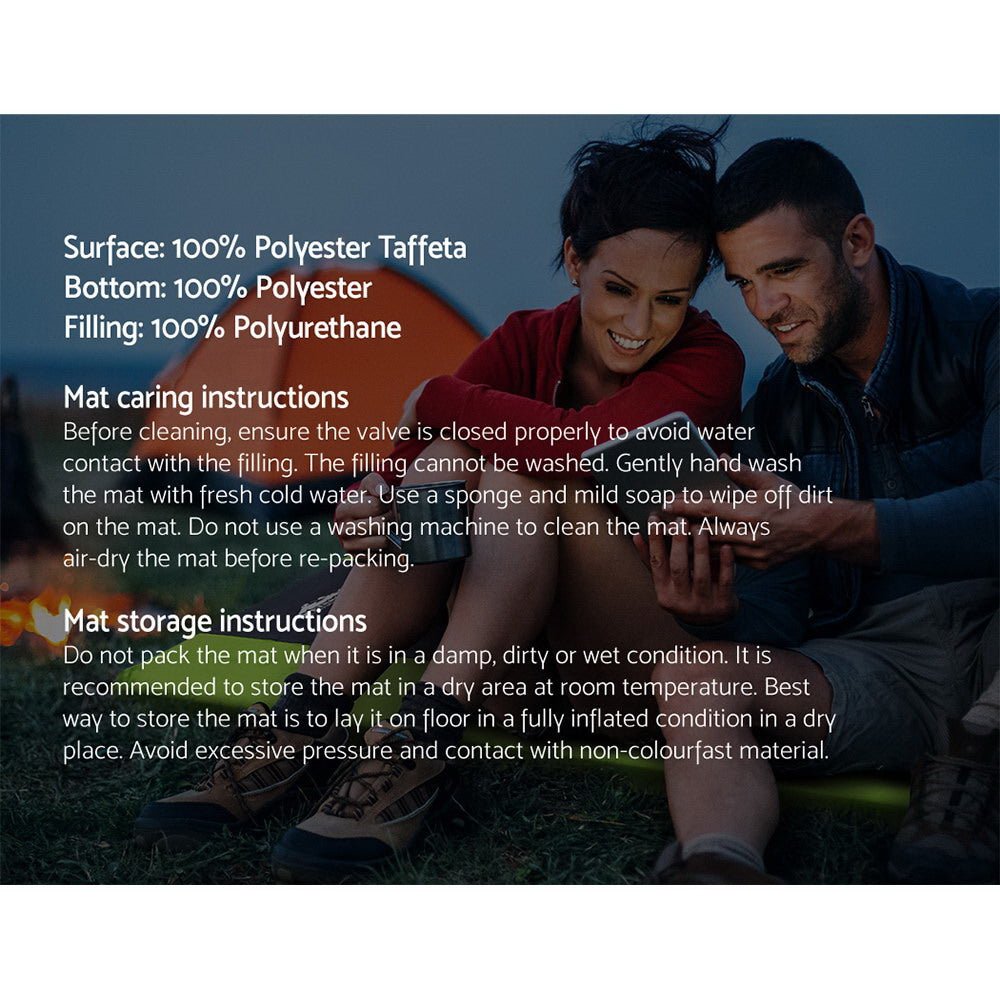 Self Inflating Mattress Camping Sleeping Mat Air Bed Pad Double Green - Outdoor Recreation > Camping > Inflatable Mattresses - Rivercity House & Home Co. (ABN 18 642 972 209) - Affordable Modern Furniture Australia