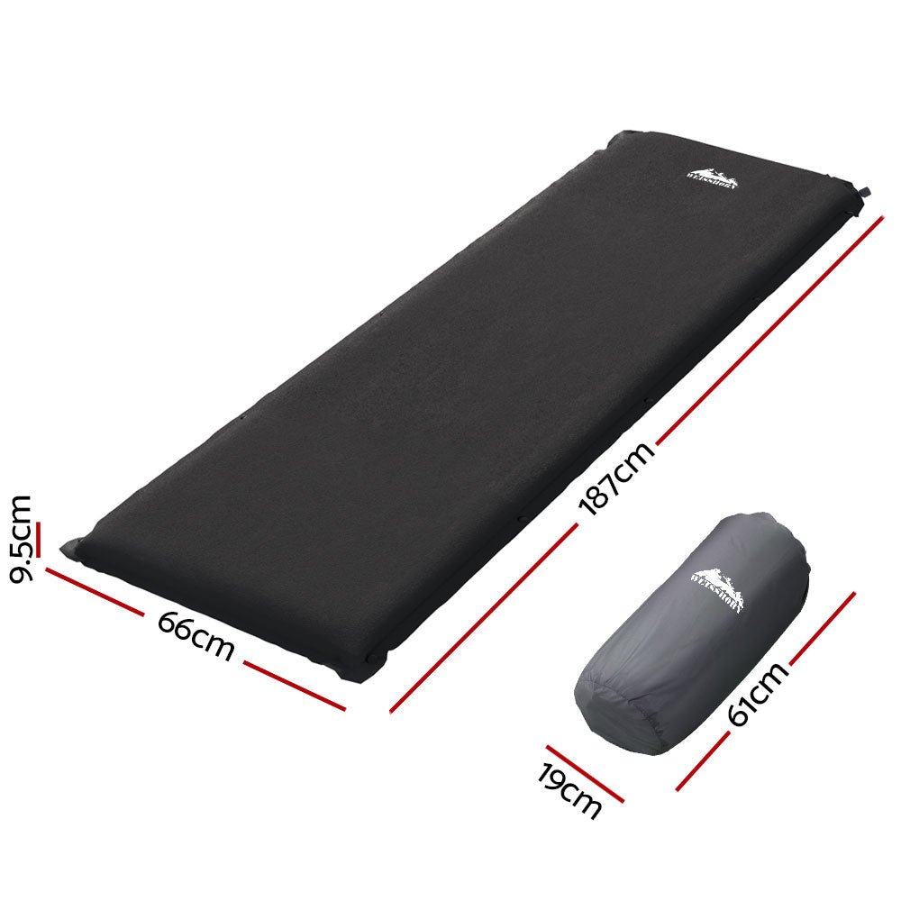 Self Inflating Mattress Camping Sleeping Mat Air Bed Pad Single Black - Outdoor Recreation > Camping > Inflatable Mattresses - Rivercity House & Home Co. (ABN 18 642 972 209) - Affordable Modern Furniture Australia