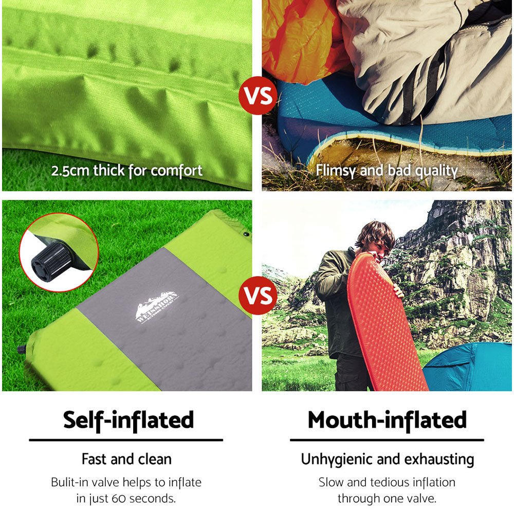 Self Inflating Mattress Camping Sleeping Mat Air Bed Pad Single Green - Outdoor Recreation > Camping > Inflatable Mattresses - Rivercity House & Home Co. (ABN 18 642 972 209) - Affordable Modern Furniture Australia