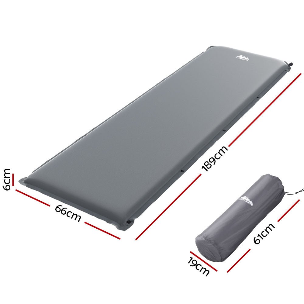 Self Inflating Mattress Camping Sleeping Mat Air Bed Pad Single Grey - Outdoor Recreation > Camping > Inflatable Mattresses - Rivercity House & Home Co. (ABN 18 642 972 209) - Affordable Modern Furniture Australia