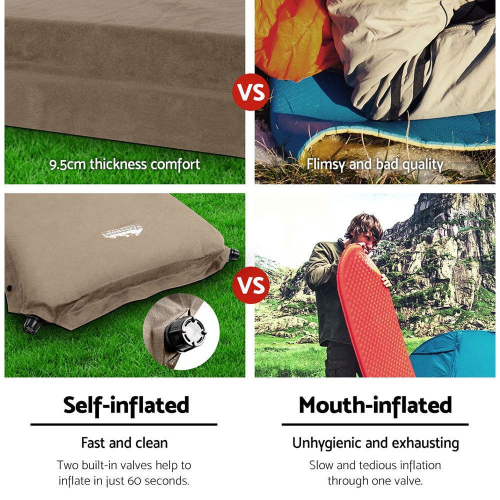 Self Inflating Mattress Camping Sleeping Mat Air Bed Single Coffee - Outdoor Recreation > Camping > Inflatable Mattresses - Rivercity House & Home Co. (ABN 18 642 972 209) - Affordable Modern Furniture Australia