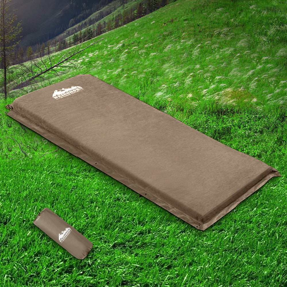 Self Inflating Mattress Camping Sleeping Mat Air Bed Single Coffee - Outdoor Recreation > Camping > Inflatable Mattresses - Rivercity House & Home Co. (ABN 18 642 972 209) - Affordable Modern Furniture Australia
