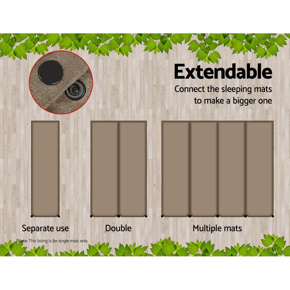 Self Inflating Mattress Camping Sleeping Mat Air Bed Single Coffee - Outdoor Recreation > Camping > Inflatable Mattresses - Rivercity House & Home Co. (ABN 18 642 972 209) - Affordable Modern Furniture Australia